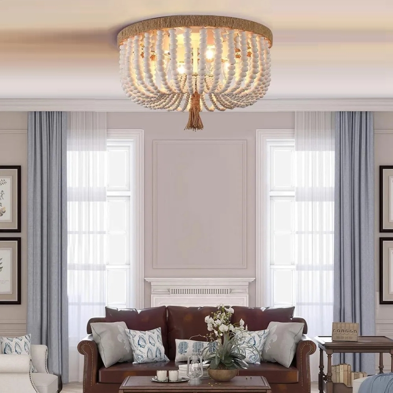 Светильник DZN-13688 БЕЛЫЙ + БЕЛОЕ ДЕРЕВО ` D500/H250/4/E14/40W BOHO