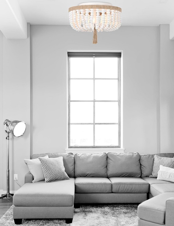 Светильник DZN-13688 БЕЛЫЙ + БЕЛОЕ ДЕРЕВО ` D500/H250/4/E14/40W BOHO