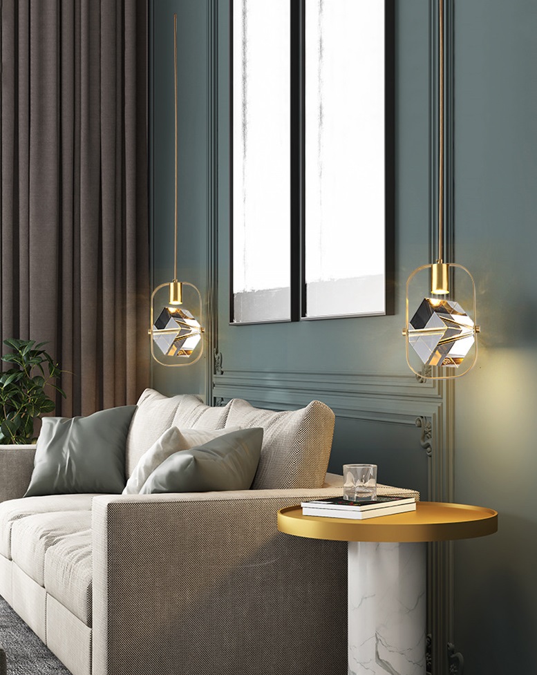 СветильникDZN-13730 ЗОЛОТАЯ БРОНЗА ` D160/H260+1500/1/LED/5W/4000K TETRIS