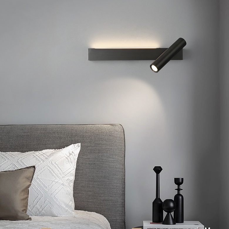 Светильник настенный ElegantLight DZN-13759 ЧЕРНЫЙ ` D400/H80/1+1/LED/5+5W/3000K ASFAR