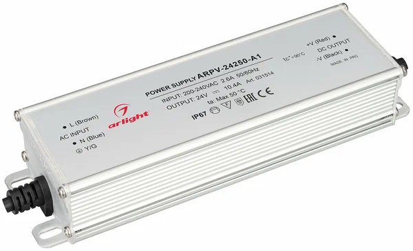 Блок питания ARPV-24250-A1 (24V, 10.4A, 250W) (ARL, IP67 Металл, 3 года)