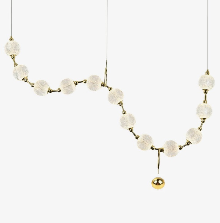 Светильник DZN-13837 ЗОЛОТО ` D1100*400/H1200/12/LED/57W/4500K N-LACE D100mm прозрачные акриловые ша