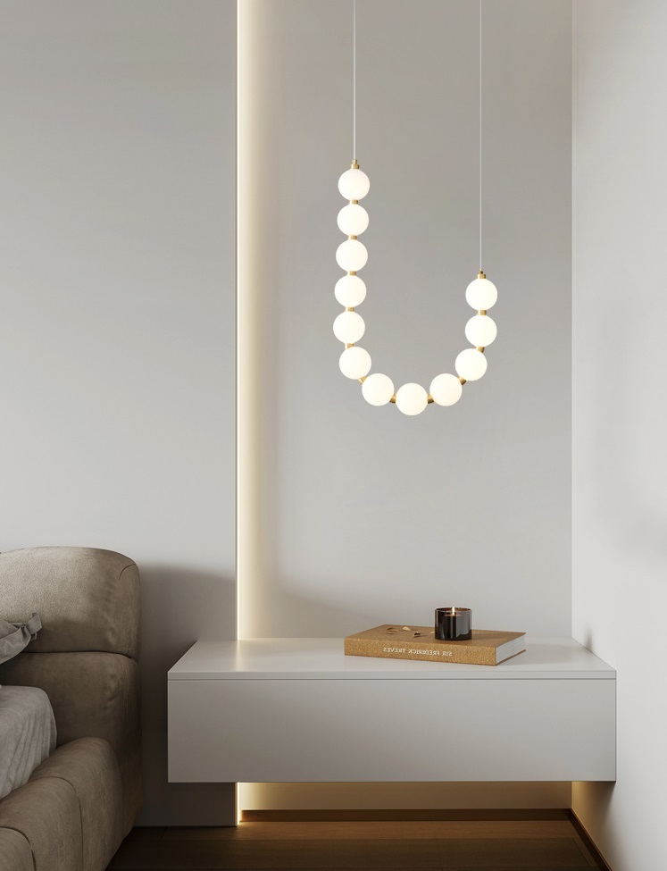 Светильник DZN-13838 БРОНЗА ` D430/H650+1200/12/LED/45W/4500K N-LACEE D100mm белые акриловые шары с