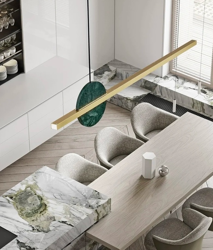 Светильник DZN-13840 ЗОЛОТО + ЗЕЛЁНЫЙ МРАМОР ` L1200/H200+1200/1/LED/.W/4000K