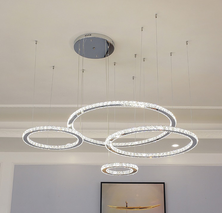 Светильник SPF-5047 CHROME/РОМ ` D600+470+260+200/H1200/4/LED/120W 2.4G RIPPLE 24-09