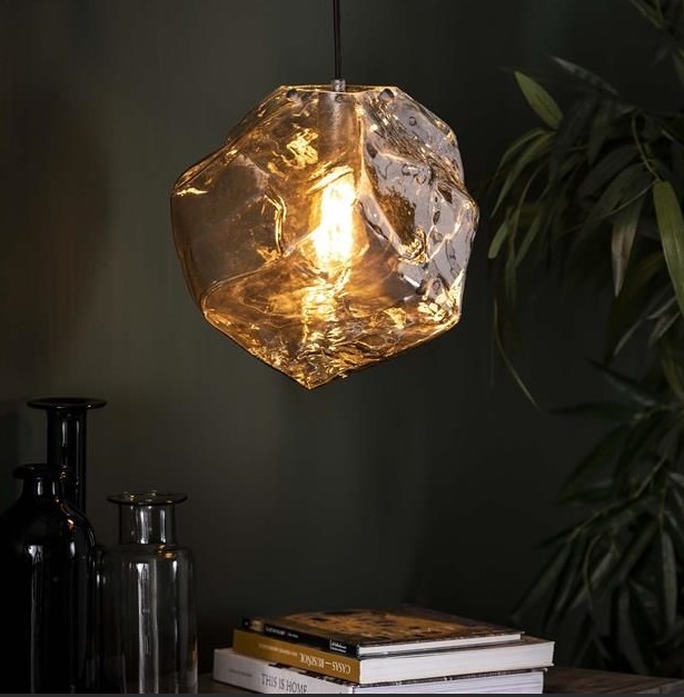 Светильник подвесной ElegantLight DZN-8199 БРОНЗА + ЯНТАРЬ ` D180/H1500/1/E27/60W LAVA 25-07 VST