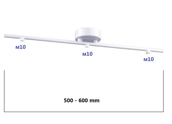 Металлическая арматура (белый) 600*100мм/3*М10 для светильника, с крепежом, SPFR9967