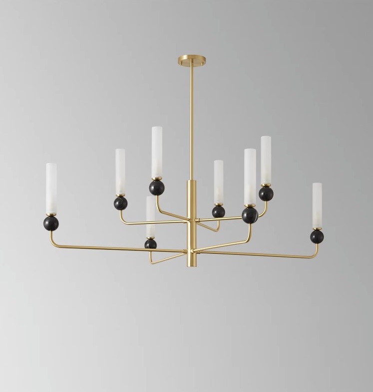 Светильник DZN-13574 ЗОЛОТО + ЧЕРНЫЙ МРАМОР ` D1200/H1150/8/E14/10W