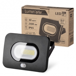 Прожектор WOLTA LED LFL-20/05s, с датчиком движения 5500K, 20 W SMD, IP 65,цвет чёрный, слим