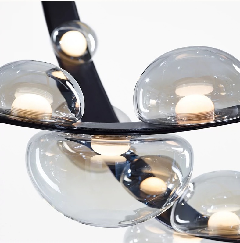 Светильник DZN-13604 ЧЕРНЫЙ + ПРОЗРАЧНОЕ СТЕКЛО ` D4*100+2*130+1*170/H3000/7/LED/.W/4000K BOSQUE