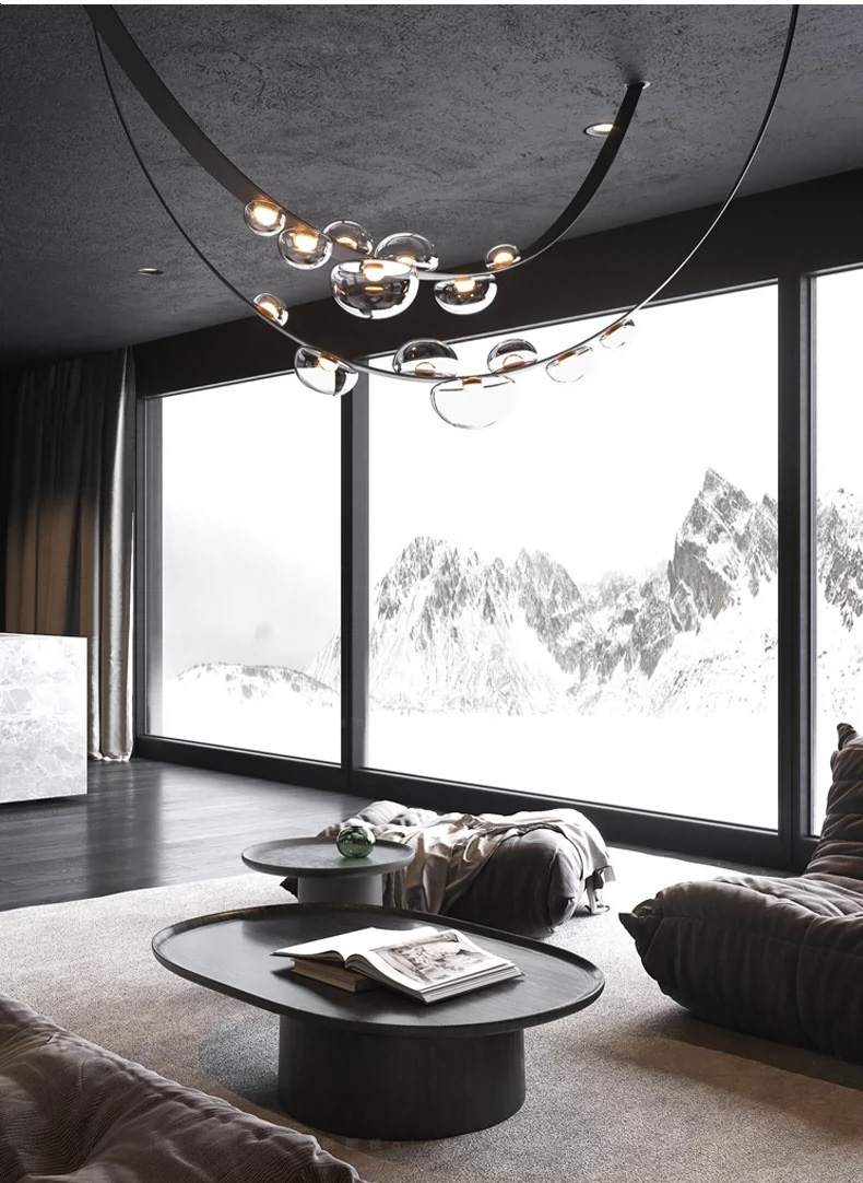 Светильник DZN-13604 ЧЕРНЫЙ + ПРОЗРАЧНОЕ СТЕКЛО ` D4*100+2*130+1*170/H3000/7/LED/.W/4000K BOSQUE