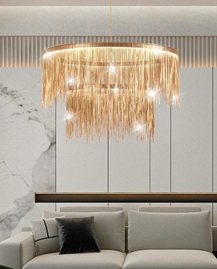 Светильник подвесной DZN-13641 ЗОЛОТО ` D700+500/H2000/2/LED/120W/3000-6500K COVER VST